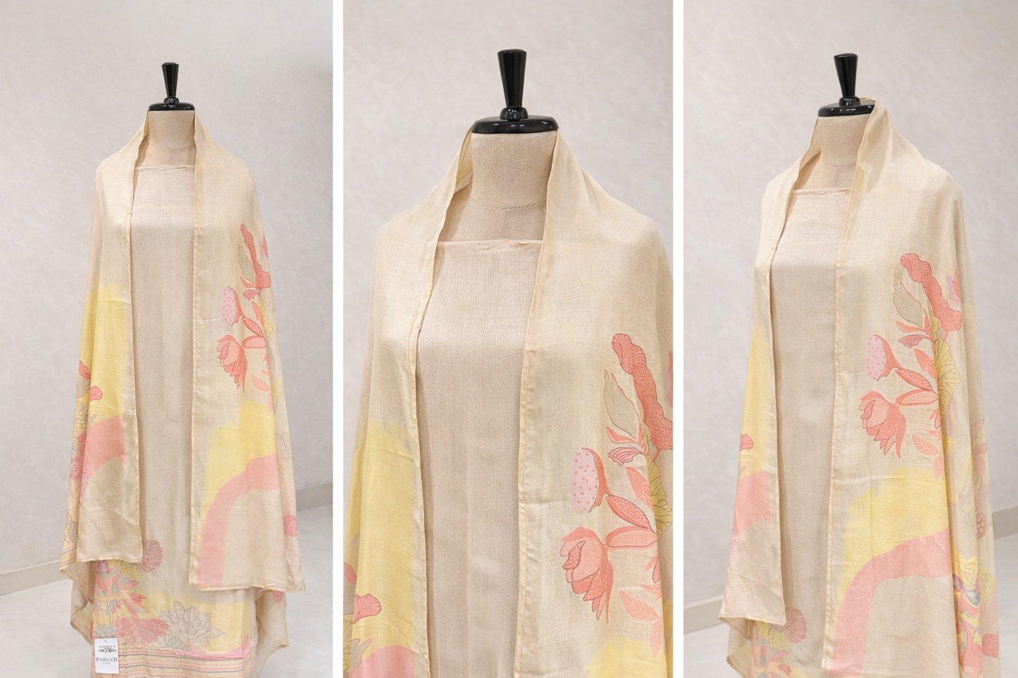 YELLOW PASTEL FLORAL MUSLIN UNSTITCHED SUIT