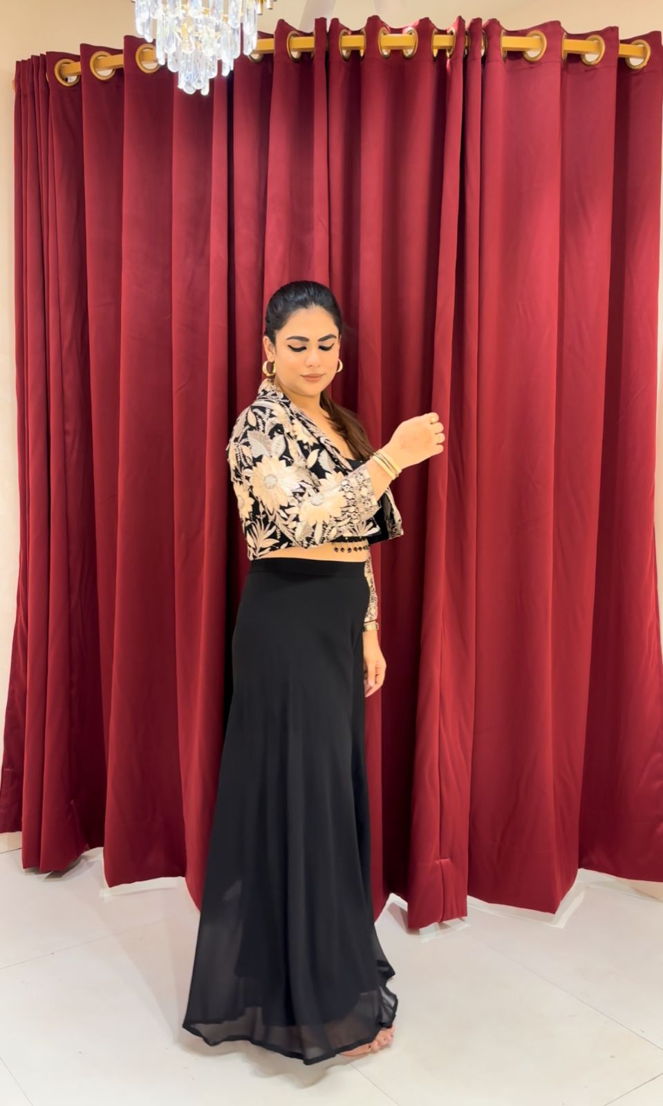 BLACK & GOLDEN INDO WESTERN SET