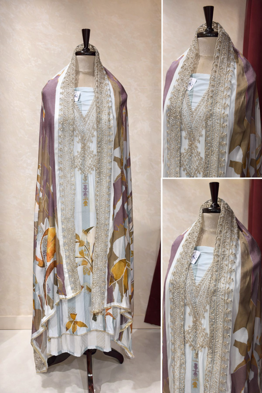 CELESTE BLUE RAYON UNSTITCHED SUIT